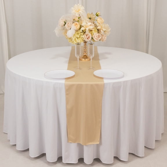 BalsaCircle 12x108 in Beige Premium Scuba Polyester Table Runner Event Decorations