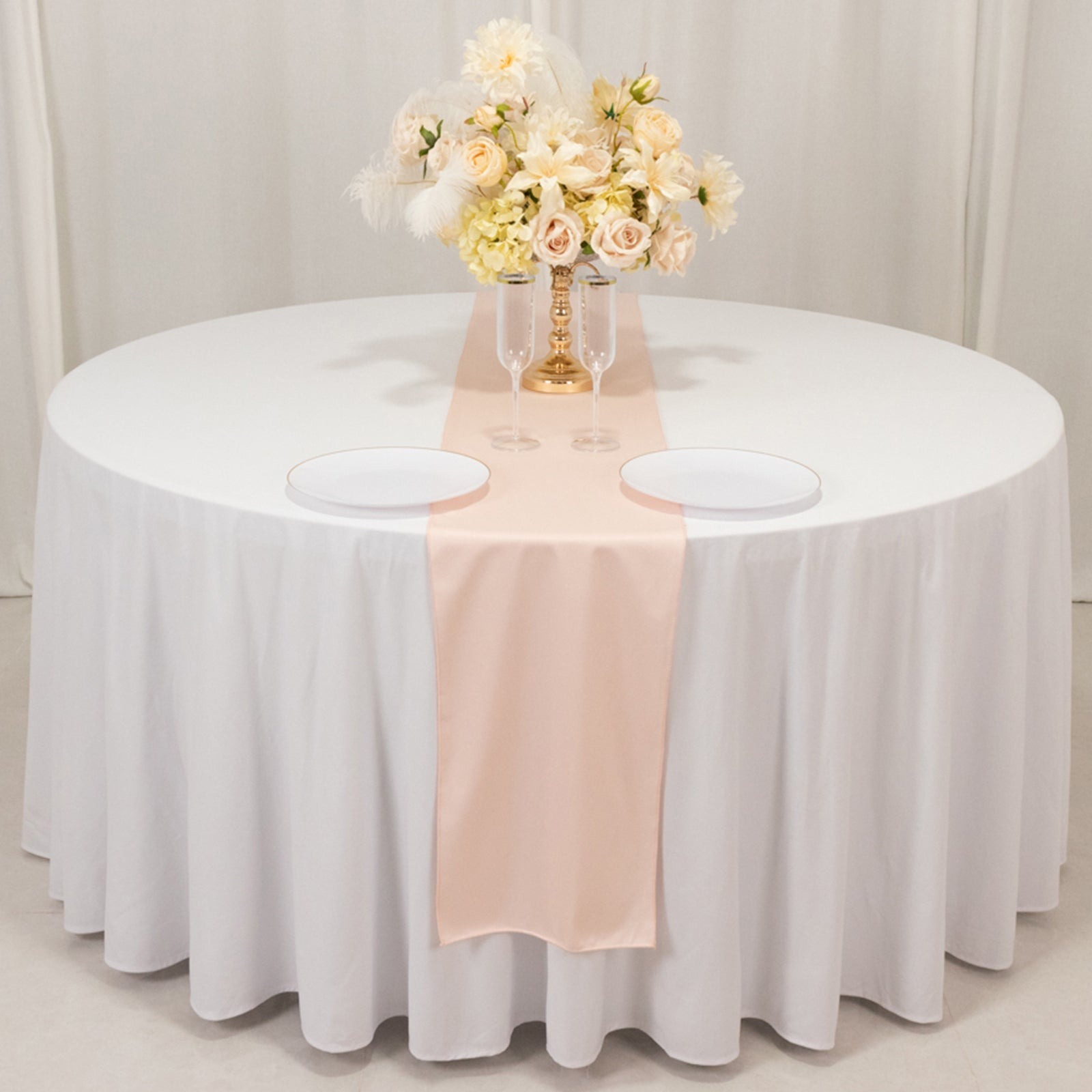 BalsaCircle 12x108 in Blush Premium Scuba Polyester Table Runner Event ...