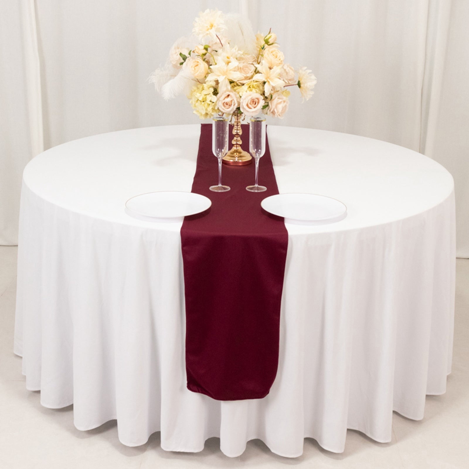 BalsaCircle 12x108 in Burgundy Premium Scuba Polyester Table Runner ...