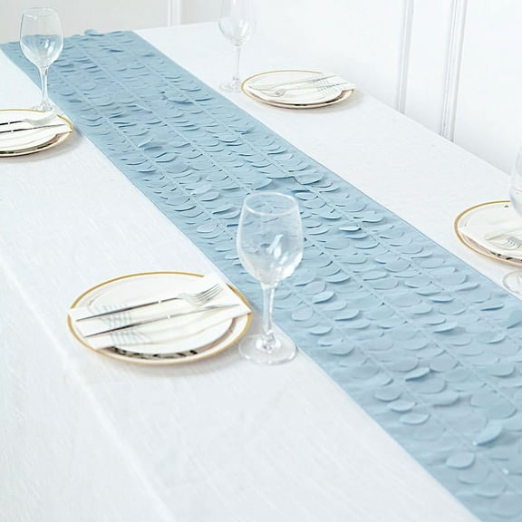 BalsaCircle 12x108 in Dusty Blue 3D Leaves Petal Design Taffeta Table Runner Party Events Home Decorations Supplies