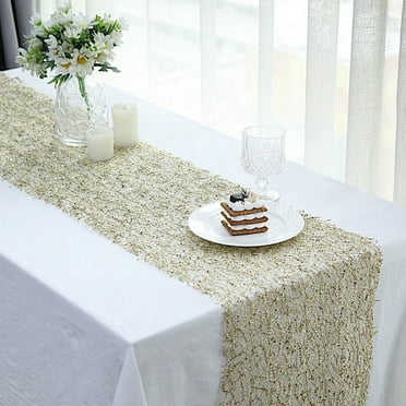BalsaCircle 12x108 in Gold Sequin Mesh Schiffli Lace Table Runner Party Events Reception Decorations Supplies