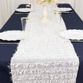 thumbnail image 1 of Balsa Circle 12x108 in White Shaggy Fringe Polyester Table Runner Wedding Party Events Home Decorations Supplies, 1 of 8