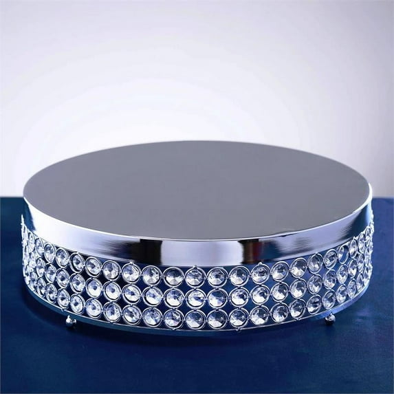 Balsa Circle 13.5" Silver Metal Beaded Cake Stand Cake Holder