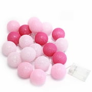 Balsa Circle 13 feet 20 LED Blush Fairy Lights Cotton Globe Balls Battery Operated Garland Wedding Party Backdrop