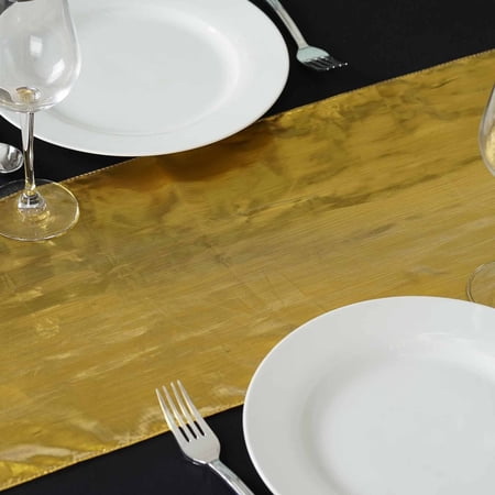 BalsaCircle 13 x 108" Metallic Shiny Nylon Tissue Lame Table Runner Gold