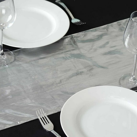 BalsaCircle 13 x 108" Metallic Shiny Nylon Tissue Lame Table Runner Silver