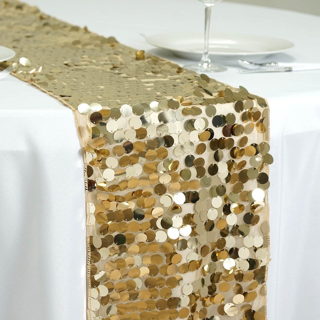 BalsaCircle 13"x108" Payette XL Sequin Table Runner Champagne - Walmart.com