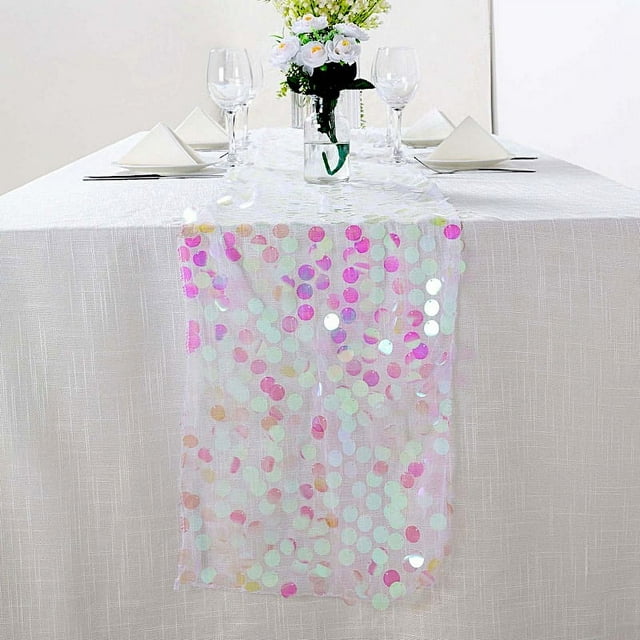 BalsaCircle 13"x108" Payette XL Sequin Table Runner Iridescent - Walmart.com