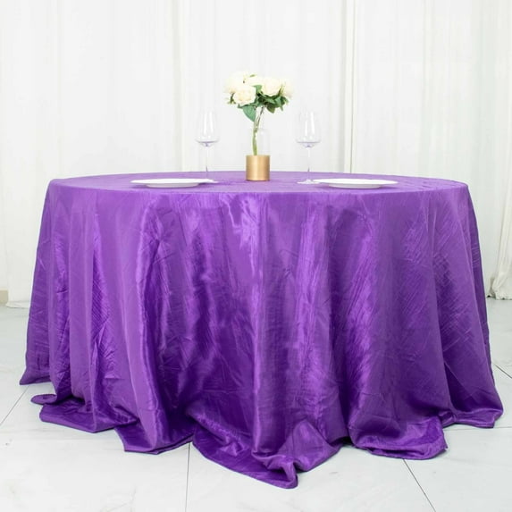 BalsaCircle 132" Purple Crinkled Accordion Taffeta Round Tablecloth Wedding Party Events Decorations Supplies
