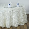 thumbnail image 1 of BalsaCircle 132" Raised Round Satin Tablecloth Rosette Floral Kitchen Dinner Ivory, 1 of 5