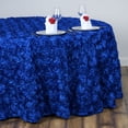 thumbnail image 1 of BalsaCircle 132" Raised Round Satin Tablecloth Rosette Floral Kitchen Dinner Royal Blue, 1 of 3