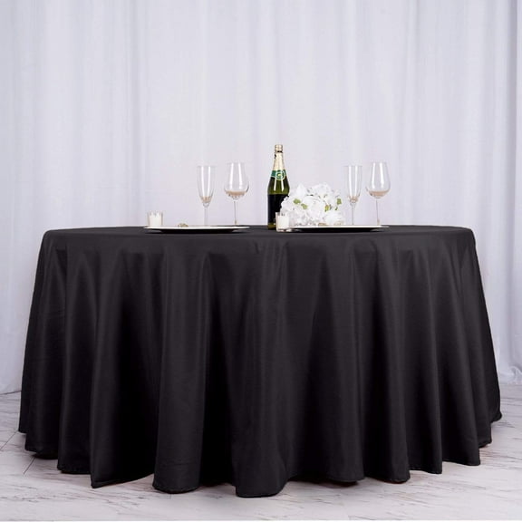 Balsa Circle 132" Round Polyester Tablecloths Wedding Black