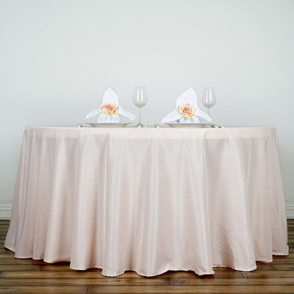 BalsaCircle 132" Round Polyester Tablecloths Wedding Blush