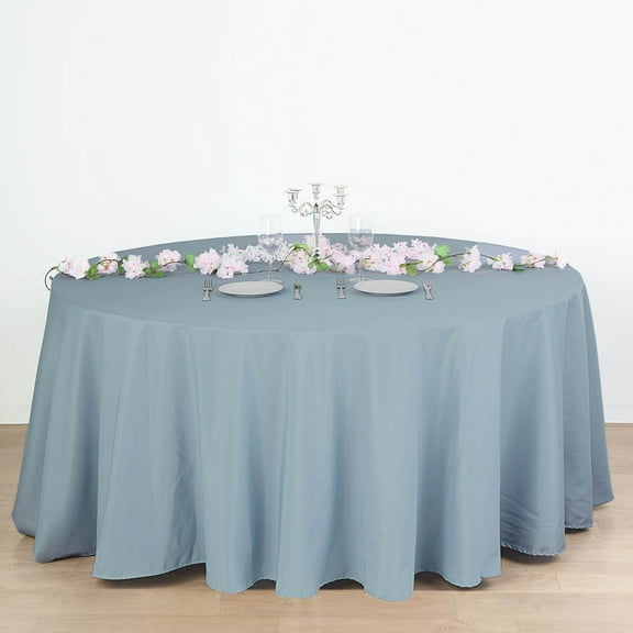 BalsaCircle 132" Round Polyester Tablecloths Wedding Dusty Blue