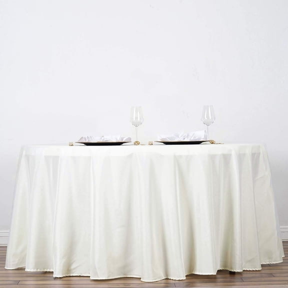 132 inch Round Polyester Tablecloth Fabric Table Cover Linens for Wedding Party Banquet Reception Events Kitchen Dining