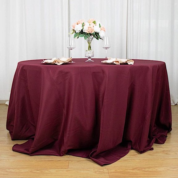 BalsaCircle 132" Round Premium Polyester Tablecloth Wedding Table Linens Burgundy