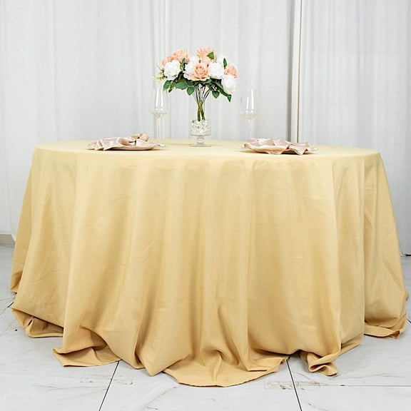 BalsaCircle 132" Round Premium Polyester Tablecloth Wedding Table Linens Champagne