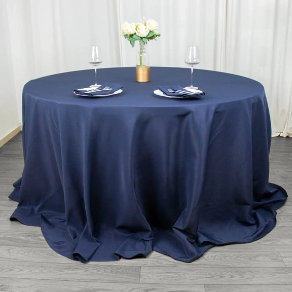 BalsaCircle 132" Round Premium Polyester Tablecloth Wedding Table Linens Navy Blue
