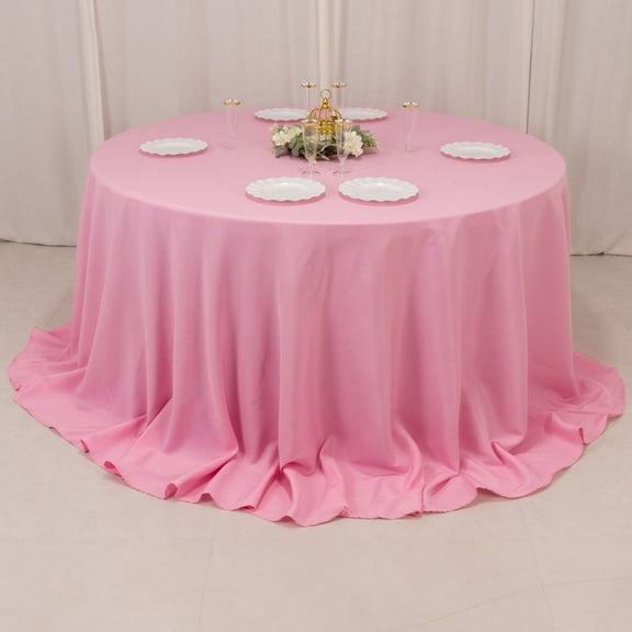 BalsaCircle 132" Round Premium Polyester Tablecloth Wedding Table Linens Pink