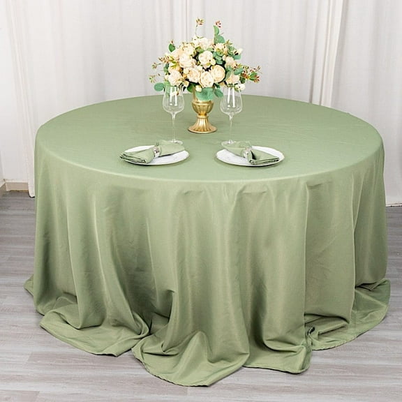 BalsaCircle 132" Round Premium Polyester Tablecloth Wedding Table Linens Sage Green