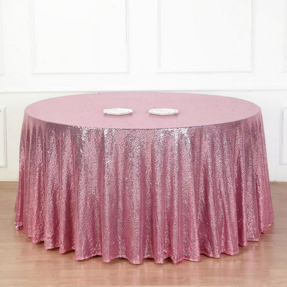 BalsaCircle 132" Sequin Round Tablecloth Wedding Party Linens Pink