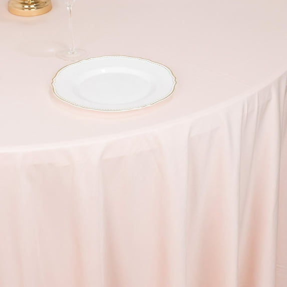 BalsaCircle 132 in Blush Scuba Polyester Round Tablecloth Party Linens Events Reception Decorations Supplies