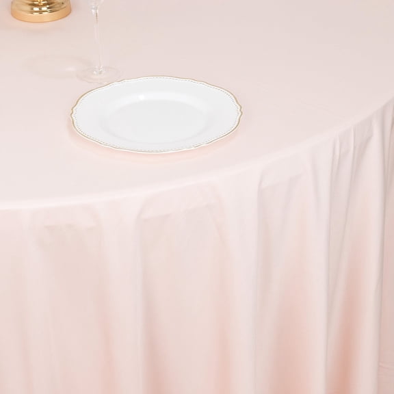 BalsaCircle 132 in Blush Scuba Polyester Round Tablecloth Party Linens Events Reception Decorations Supplies