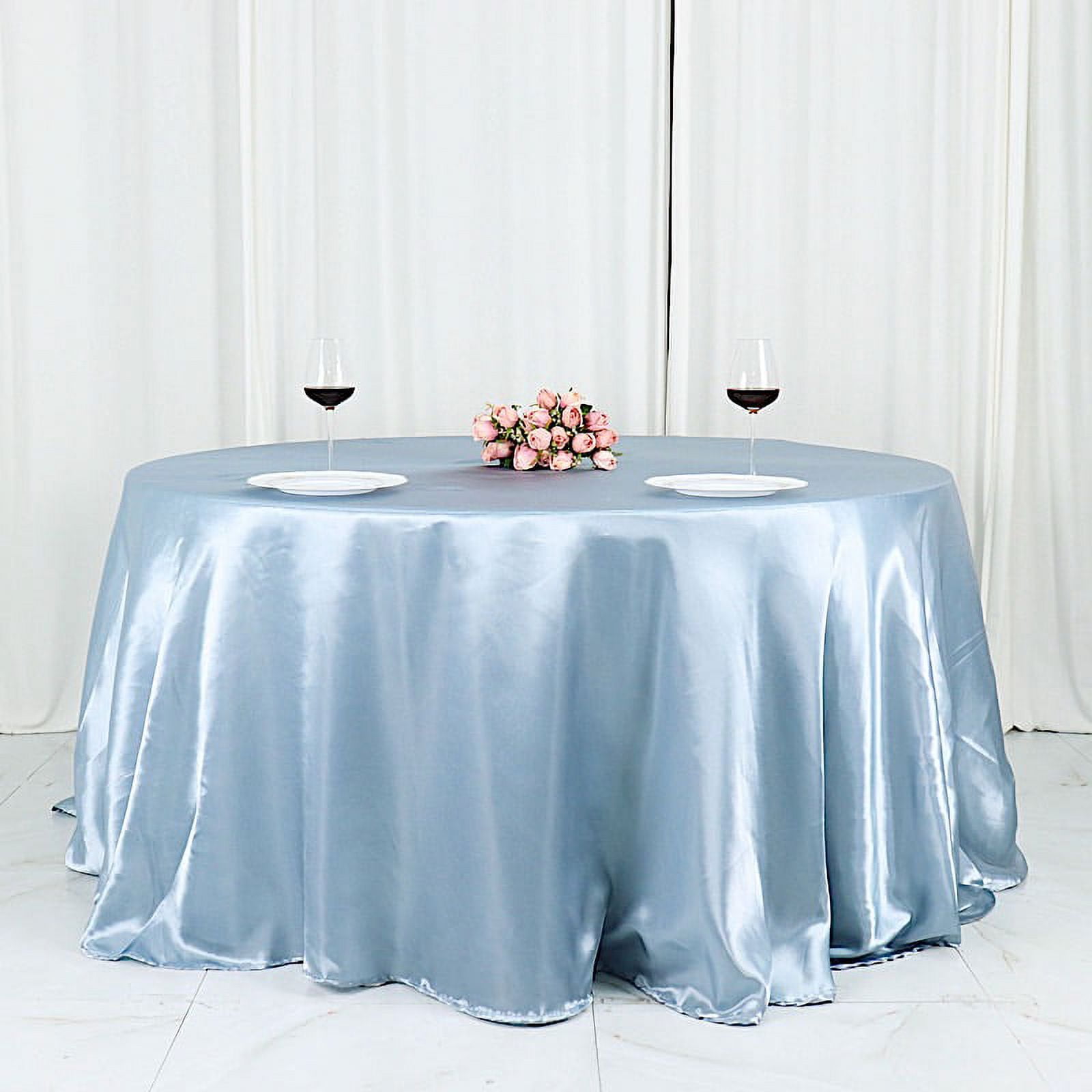 BalsaCircle 132 in Dusty Blue Satin Round Tablecloth Wedding Party ...