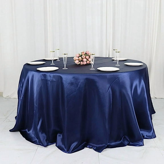 BalsaCircle 132 in Navy Blue Satin Round Tablecloth Wedding Party Events Reception Catering Decorations Supplies