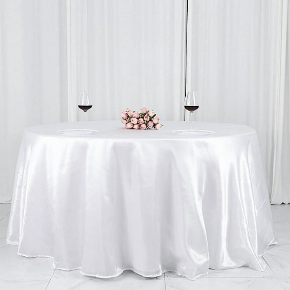 BalsaCircle 132 in White Satin Round Tablecloth Wedding Party Events Reception Catering Decorations Supplies