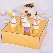 BalsaCircle 14" Gold Mirror Acrylic Display Box Cake Stand Pedestal Riser Party Centerpieces Wedding