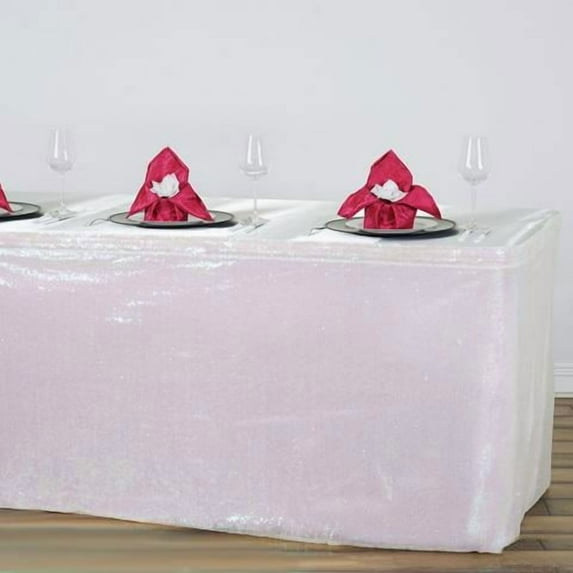 Balsa Circle 14 feet Sequin Banquet Table Skirt White