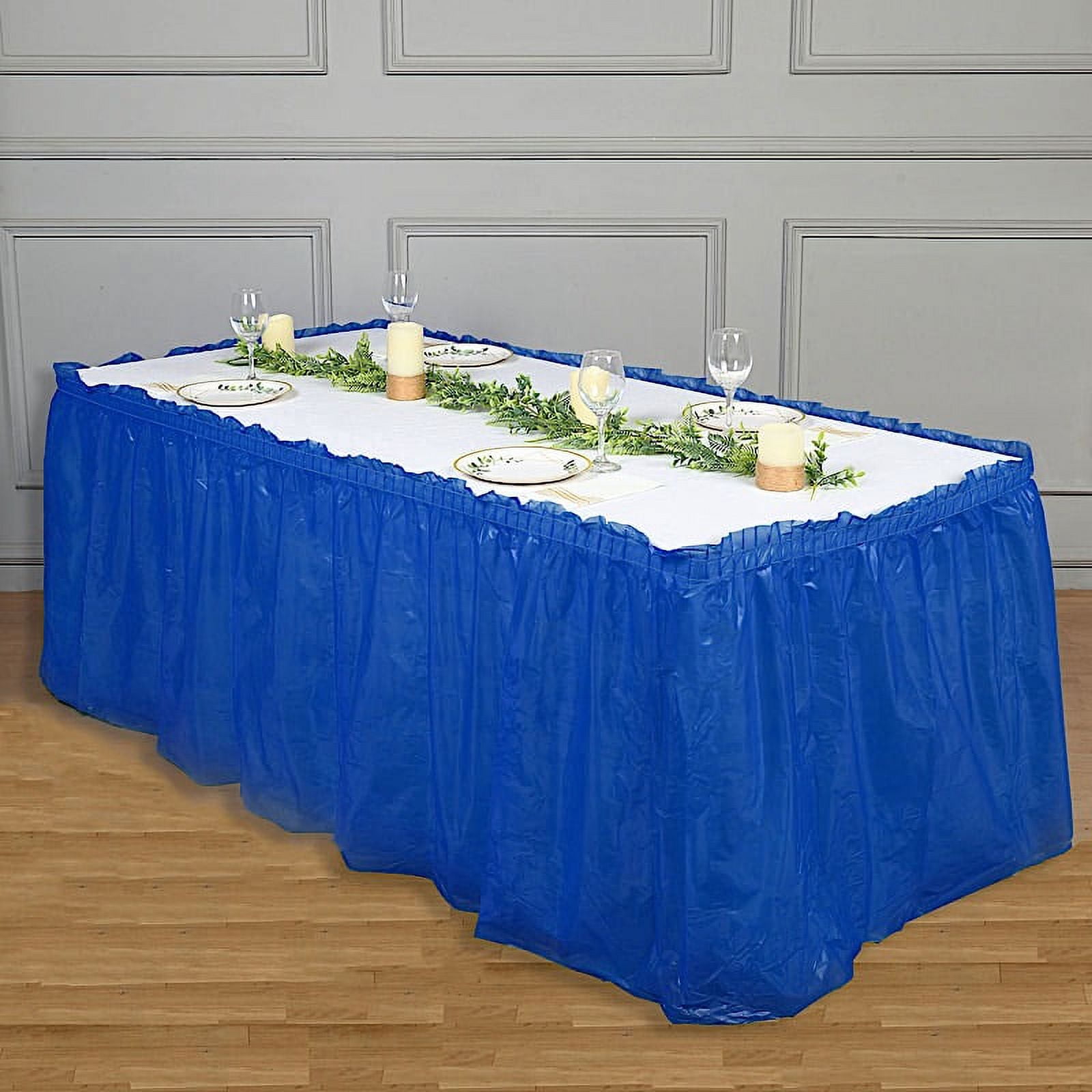 BalsaCircle 14ft x 29" Party Blue Plastic Table Skirt, Royal Blue, Easy