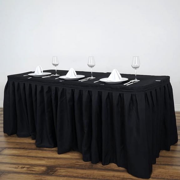 BalsaCircle 14 feet x 29" Polyester Banquet Table Skirt Black