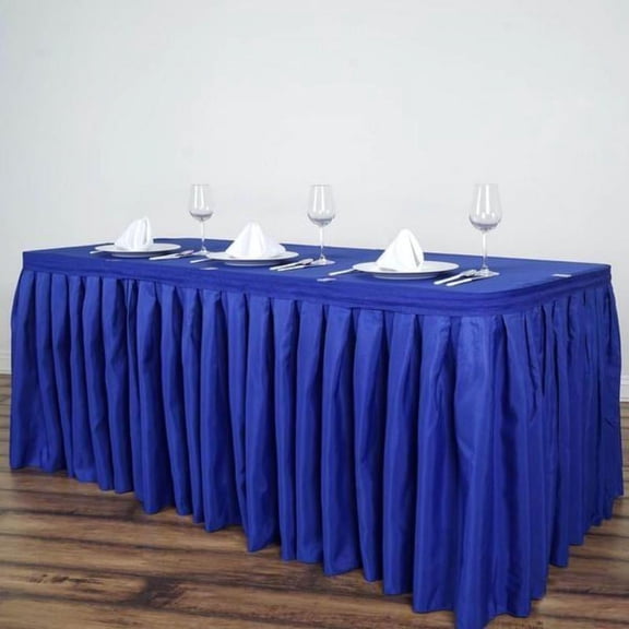 BalsaCircle 14 feet x 29" Polyester Banquet Table Skirt Royal Blue