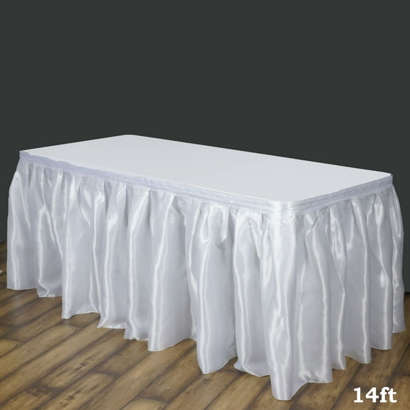 BalsaCircle 14 feet x 29" Satin Party Banquet Table Skirt White