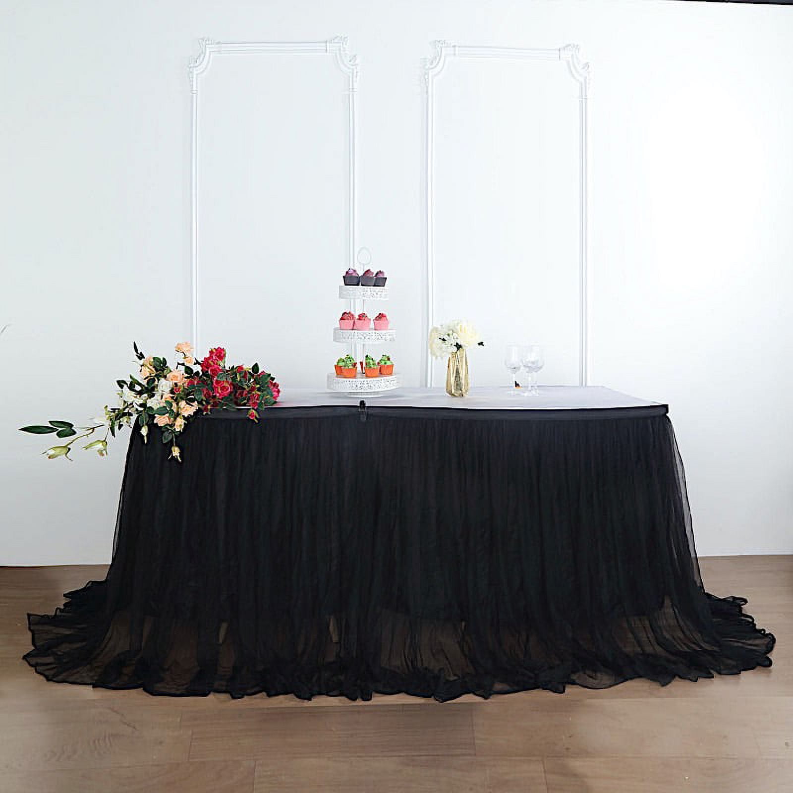Black tulle table skirt cheap