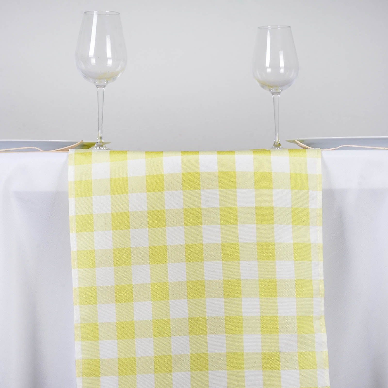BalsaCircle 14" x 108" Gingham Checkered Table Runner Party Linens Yellow
