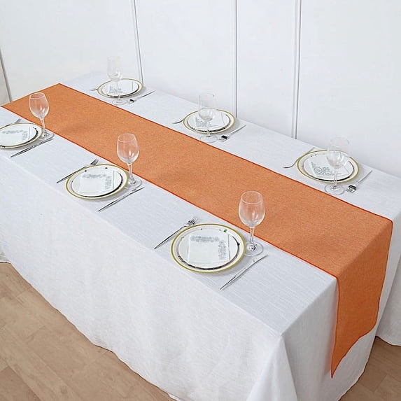 BalsaCircle 14" x 108" Orange Faux Burlap Linen Polyester Table Runner Party Events Decorations