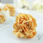 BalsaCircle 144 Paper Roses Mini Craft Flowers Gold