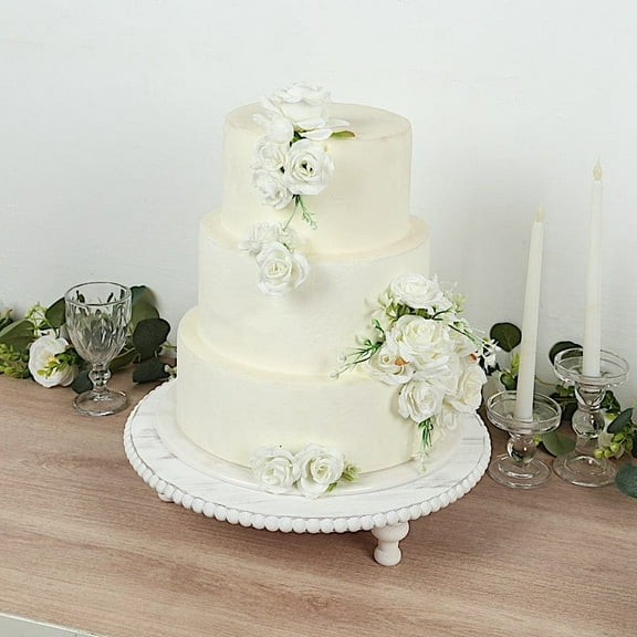 BalsaCircle 16" Antique White Wooden Centerpiece Plates Party Events Decorations Supplies