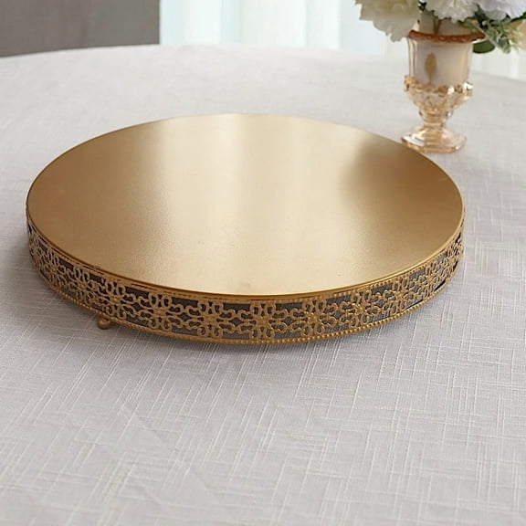 BalsaCircle 16" Gold Metal Fleur De Lis Round Cake Stand Dessert Display Pedestal Party Events Decorations