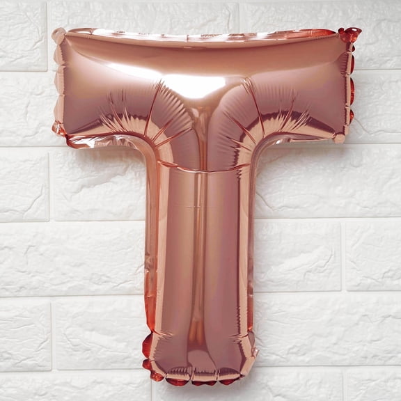 BalsaCircle 16" Rose Gold Letter T Mylar Foil Plain Balloon Wedding Party Decor