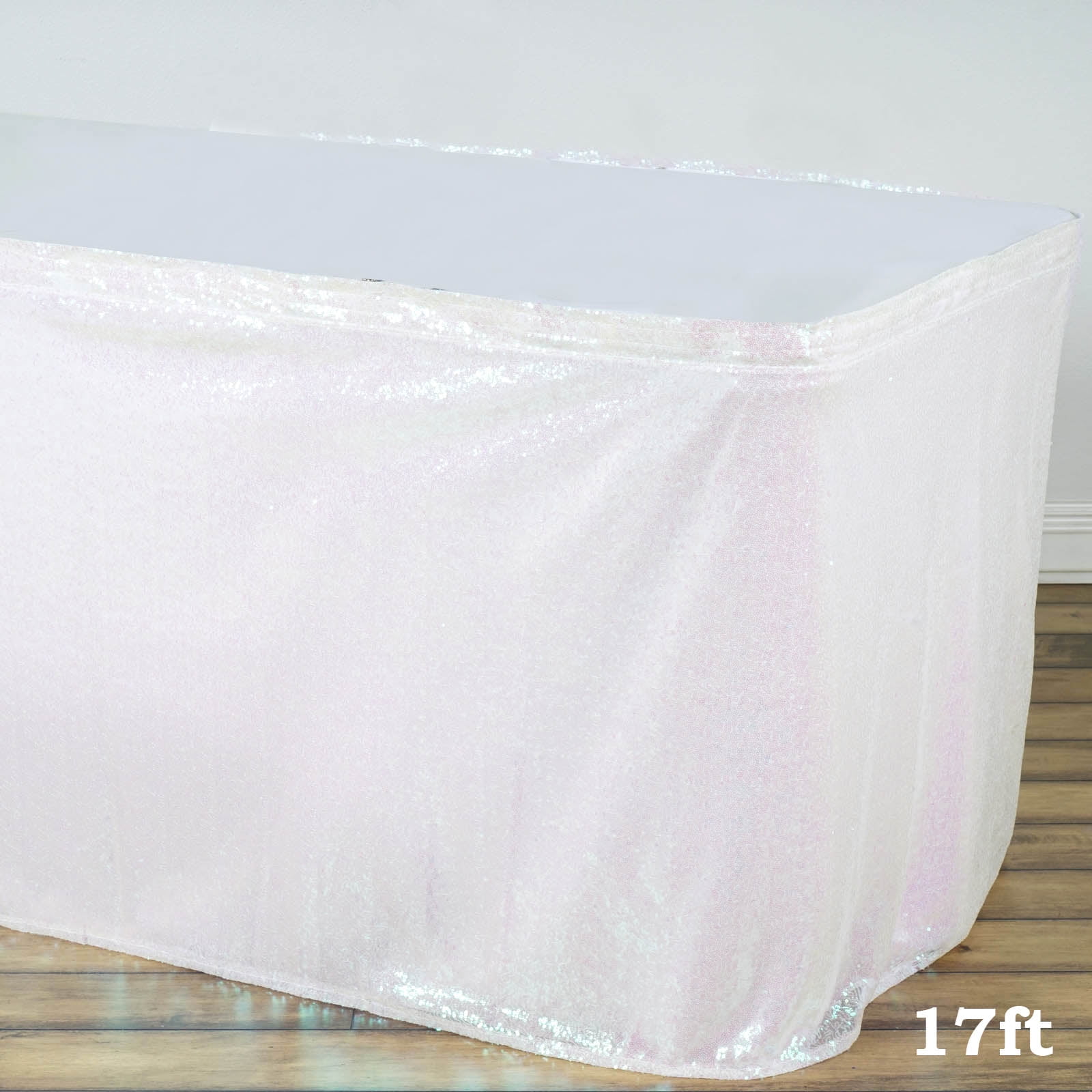 BalsaCircle 17 feet Sequin Banquet Table Skirt White - Walmart.com
