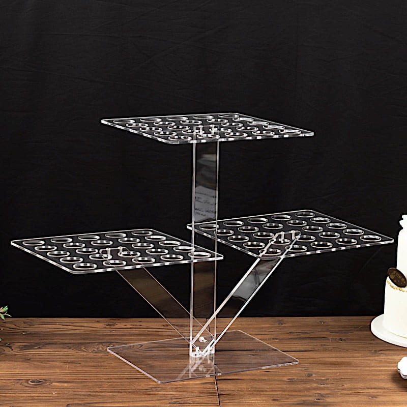 BalsaCircle 18" Clear 3 Tier Acrylic Ice Cream Cone Holder Mini Dessert ...