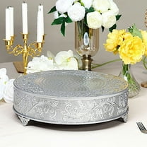 Balsa Circle 18" Silver Round Embossed Cake Stand Riser Wedding Dessert Display Pedestal Riser Centerpieces