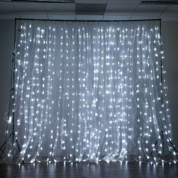 BalsaCircle 18 feet x 9 feet LED Lights Organza Backdrop Curtain Party Photobooth Photo