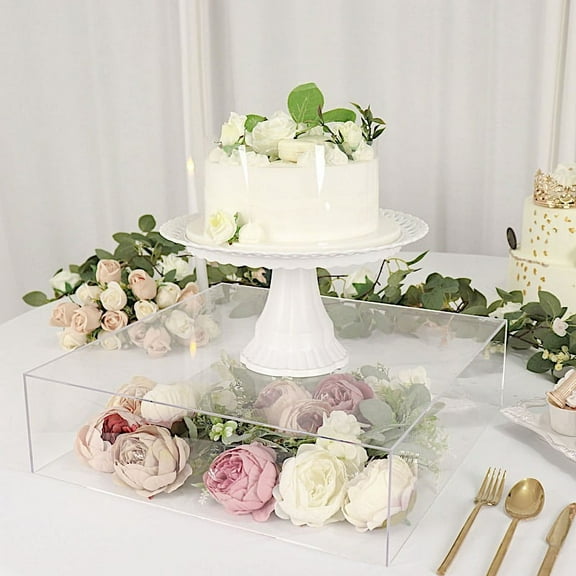 Balsa Circle 18x18" Clear Acrylic Display Box Cake Stand Centerpiece Pedestal Riser Party Events Home Decorations