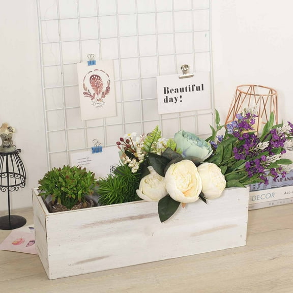 Balsa Circle 18x6" Natural Whitewashed Wood Rustic Rectangular Planter Box Holders Centerpieces Wedding