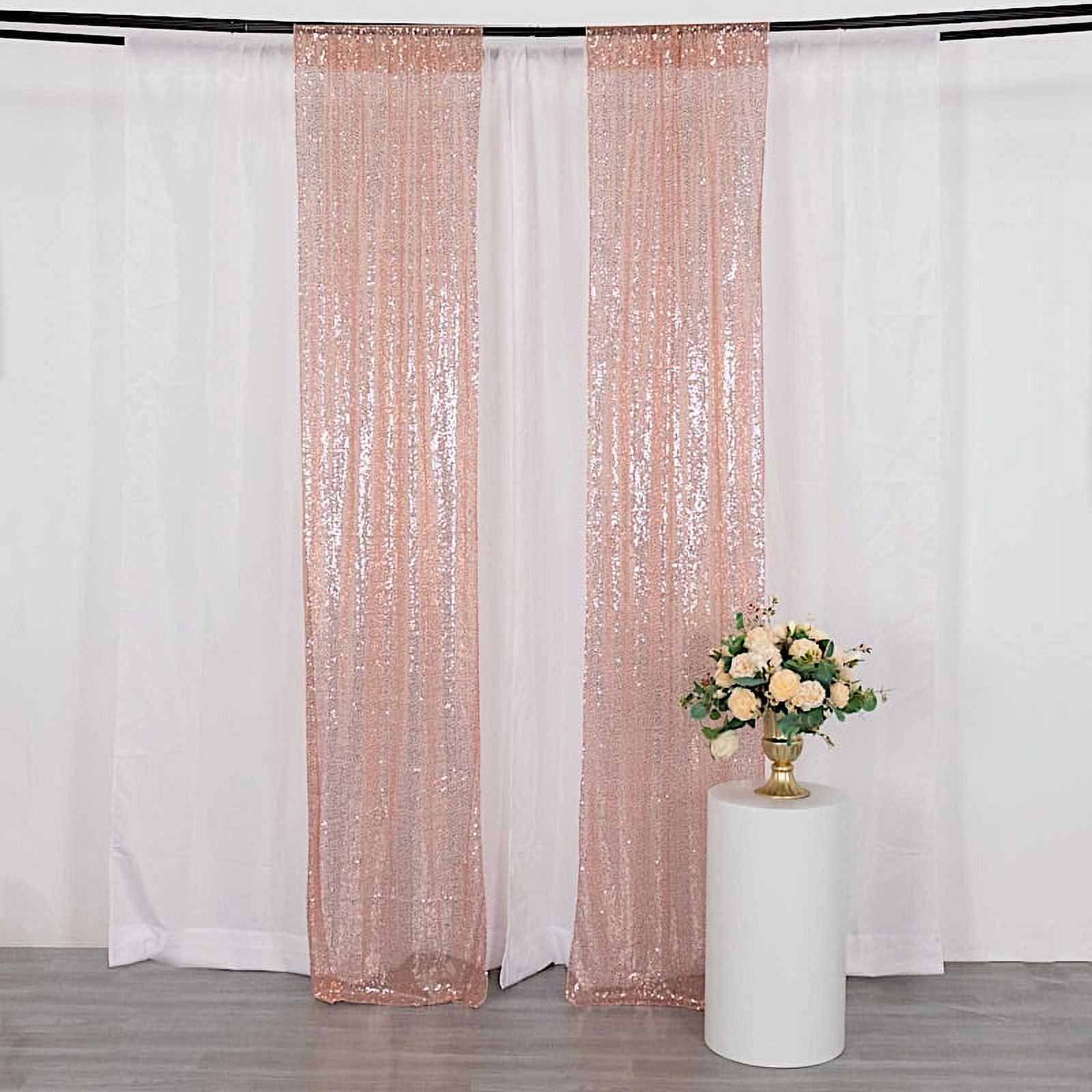 BalsaCircle 2 Blush Panels 8 x 2 feet Sequin Drapery Backdrop Curtains with Rod Pockets Wedding ...
